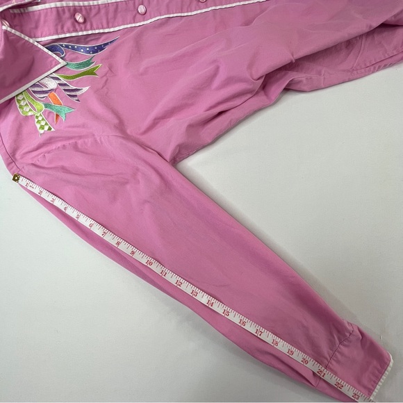 Bob Mackie Pink Embroidered Shirt Size Large - Picture 11 of 12